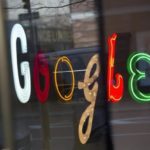 Google signage seen at the company’s offices in New York