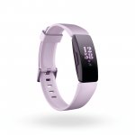 Product render of Fitbit Inspire HR, 3QTR view, in Lilac