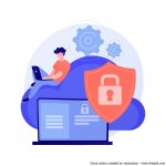 Cloud computing security abstract concept vector illustration.