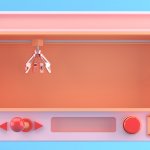 Crane Claw Machine Games Isolated on blue background. 3D rendering