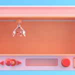 Crane Claw Machine Games Isolated on blue background. 3D rendering