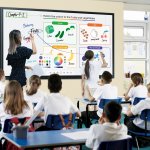 View from doorway of teacher taking primary school class