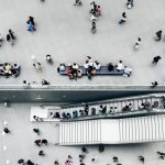 View above people in a public square