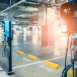 Electric car charging station for charge EV battery. Plug for ve