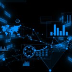 Business data and financial figures visualiser graphic