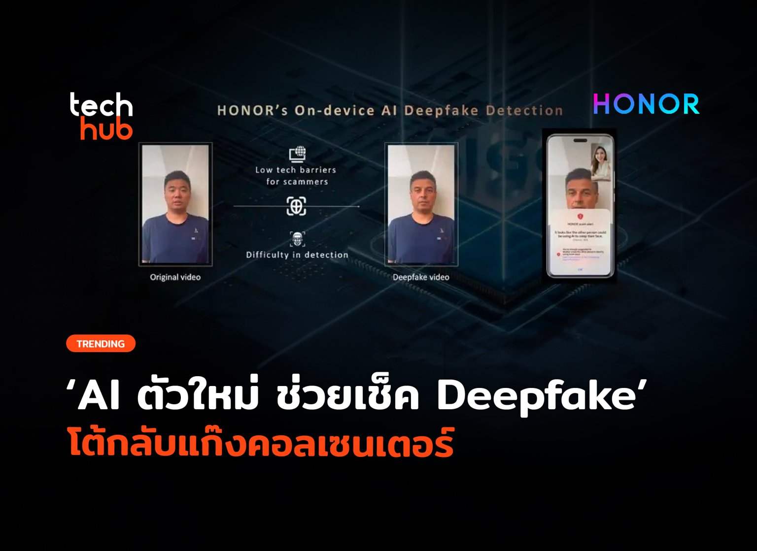 HONOR เผย AI ใหม่ ช่วยเช็ค Deepfake แก๊งคอลเซนเตอร์