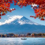 Autumn Season and Mountain Fuji at Kawaguchiko lake, Japan.