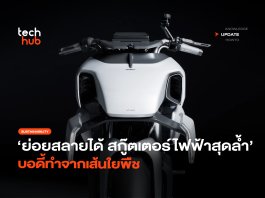 ย่อยสลายได้ สกู๊ตเตอร์ไฟฟ้า สุดล้ำ บอดี้ทำจากเส้นใยพืช สกู๊ตเตอร์ไฟฟ้า