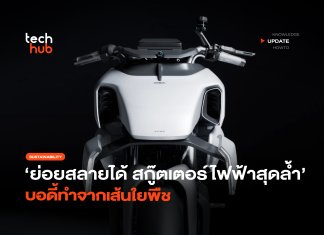 ย่อยสลายได้ สกู๊ตเตอร์ไฟฟ้า สุดล้ำ บอดี้ทำจากเส้นใยพืช สกู๊ตเตอร์ไฟฟ้า