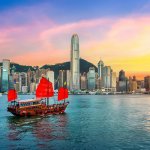 Hong,Kong,Cityscapse,At,Sunset.