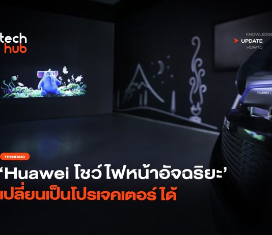 คันแรกของโลก Huawei โชว์ ไฟหน้าโปรเจคเตอร์ เบื่อ ๆ ก็ดูหนังได้ ไฟหน้าโปรเจคเตอร์